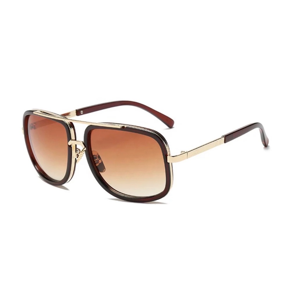 Brown and gold unisex sunglasses